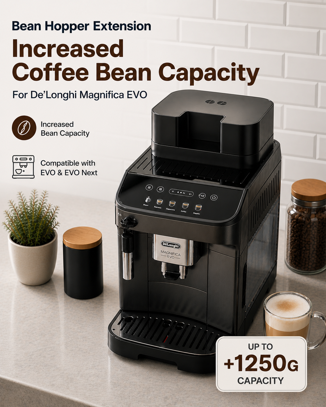 De’Longhi Magnifica Extensie recipient boabe cafea, Extensie Hopper